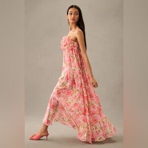 NWT - MISA Los Angeles Floral Maxi Skirt in Pink and Green